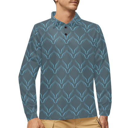 Angel Wings Pattern Print Design 04 Long Sleeve Polo Shirt For Men's