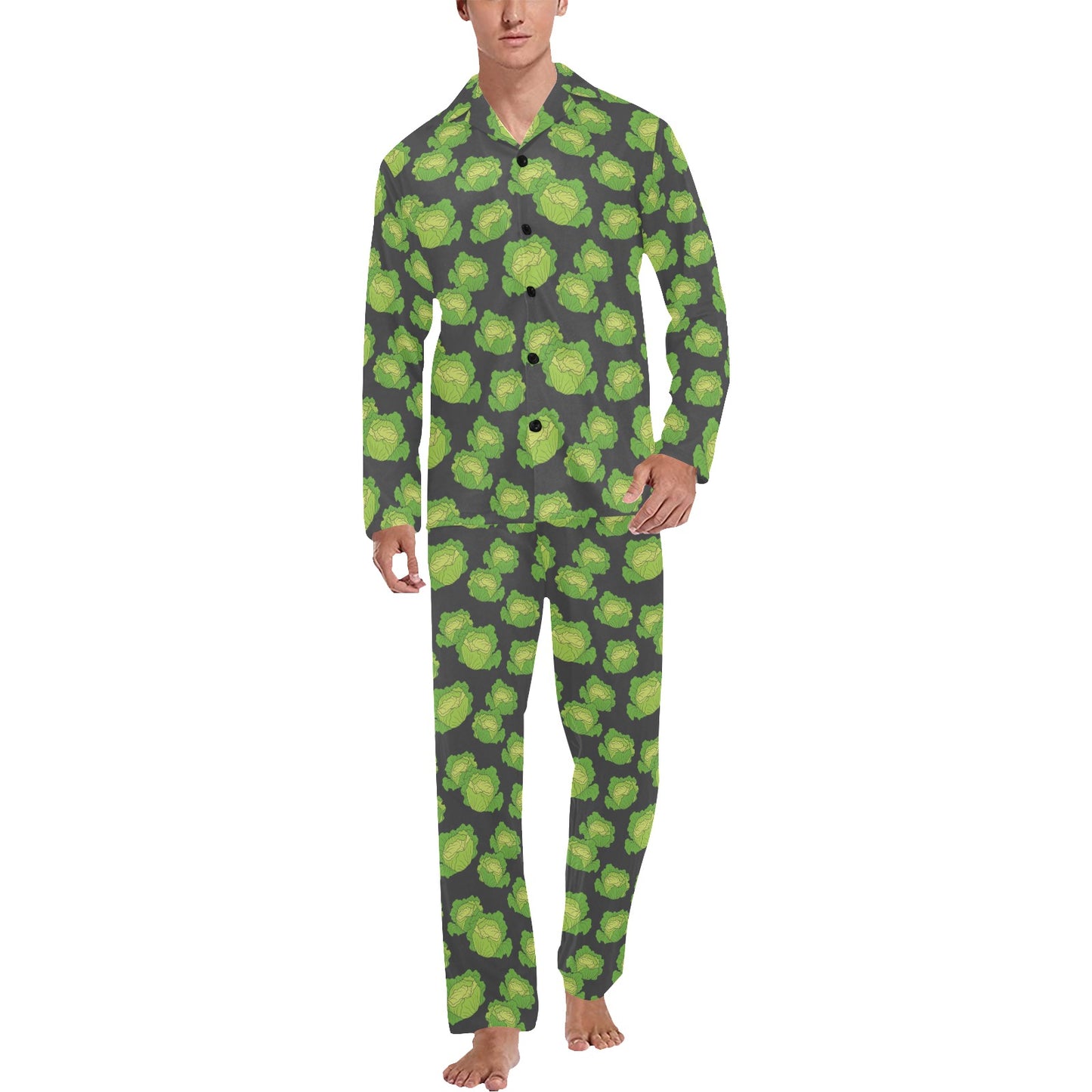 Cabbage Pattern Print Design 01 Men's Long Pajama Set