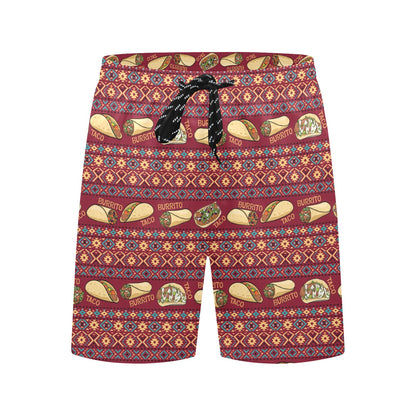 Burrito Taco Print Design LKS302 Men's Swim Trunks Beach Shorts