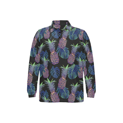 Pineapple Pattern Print Design PP04 Long Sleeve Polo Shirt For Men's