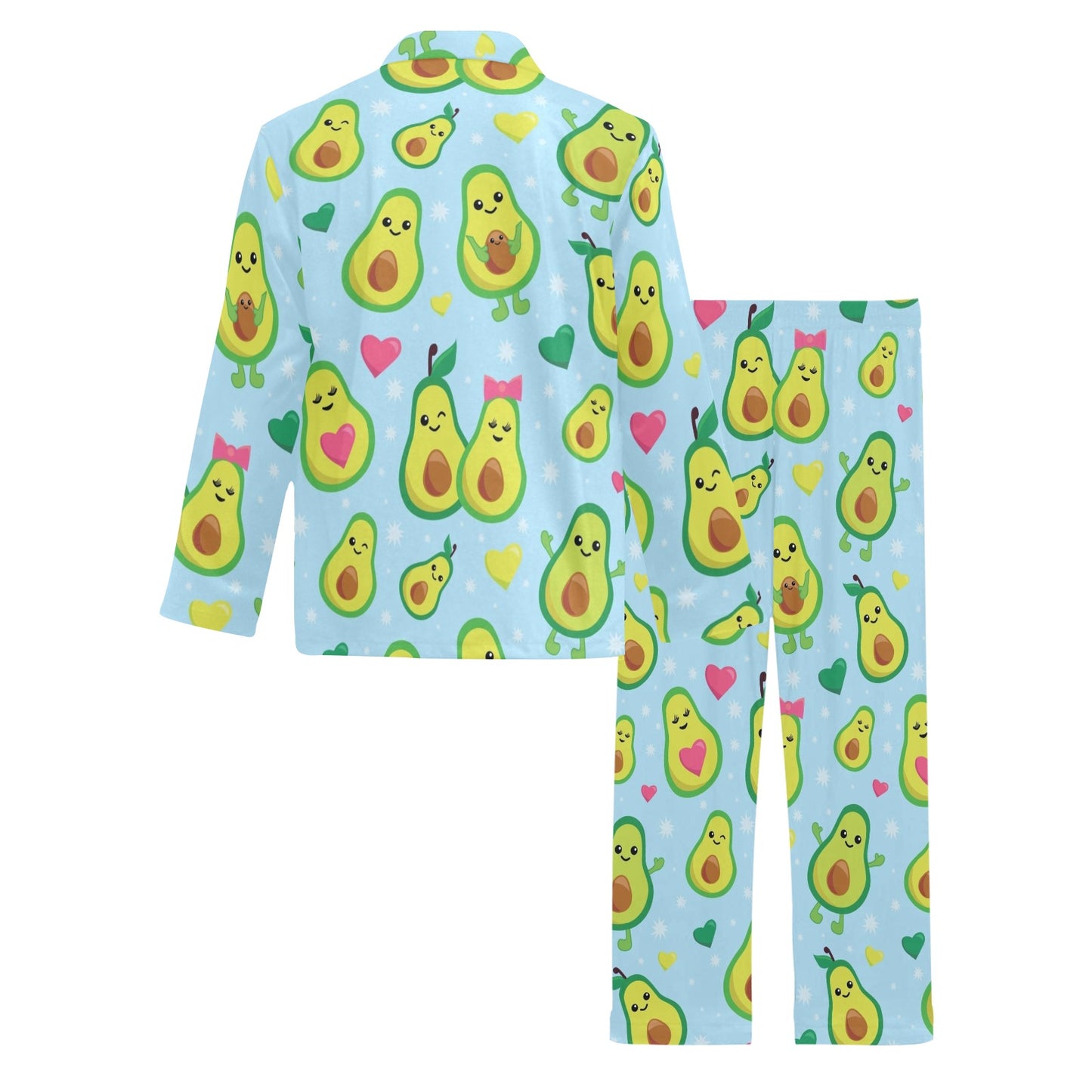 Avocado Pattern Print Design AC09 Men's Long Pajama Set