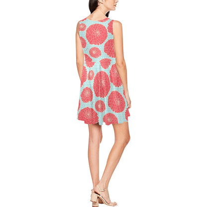 Marigold Pattern Print Design MR03 Sleeveless Dress