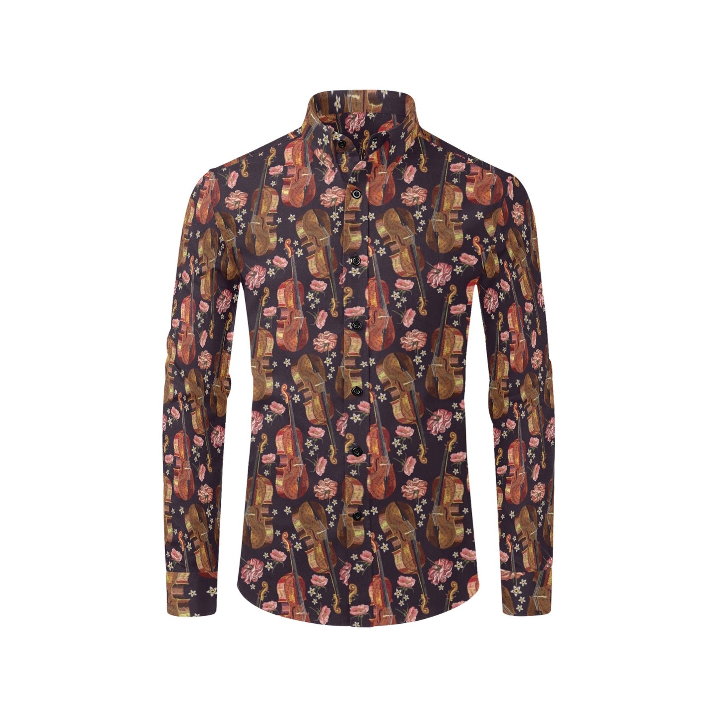 Violin Print Design LKS402 Men's Long Sleeve Dress Shirt