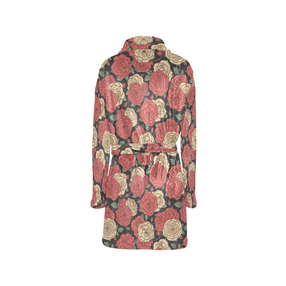Camellia Pattern Print Design CM01 Women's Fleece Robe