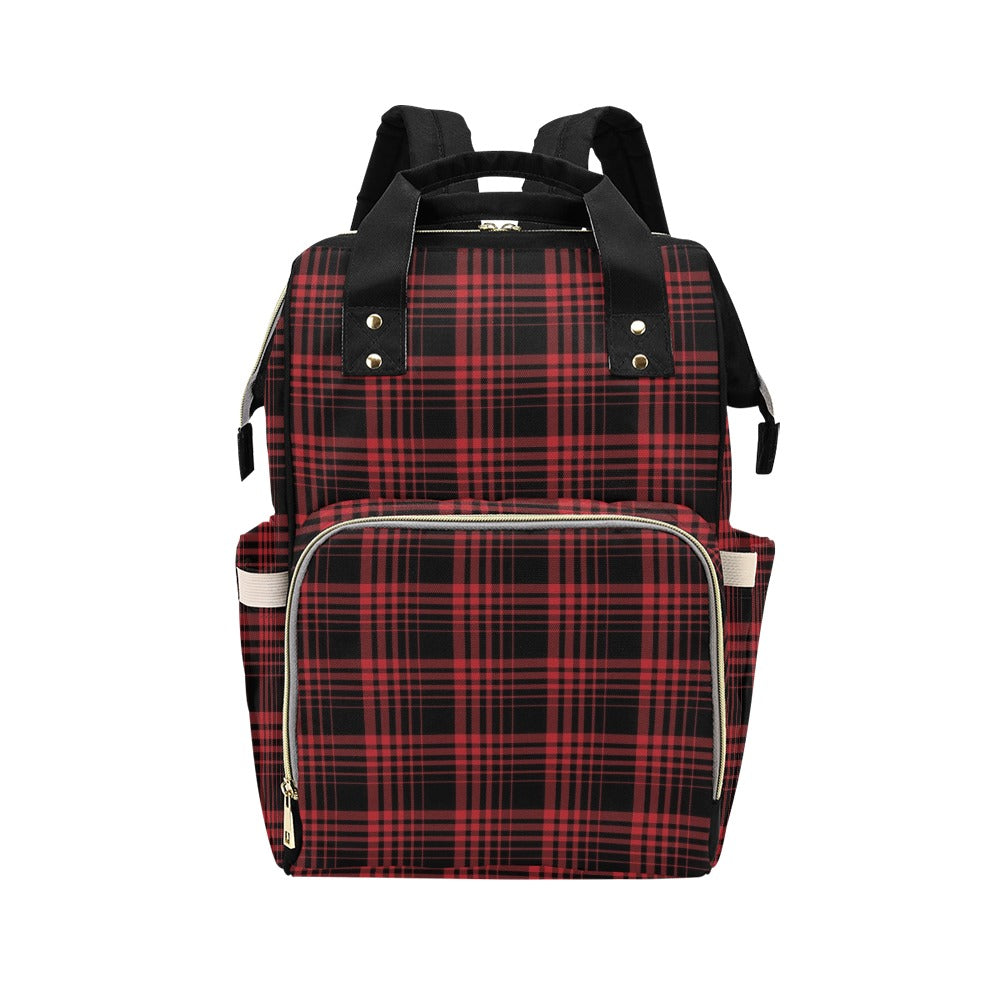 Tartan Red Black Print Design LKS303 Diaper Bag Backpack