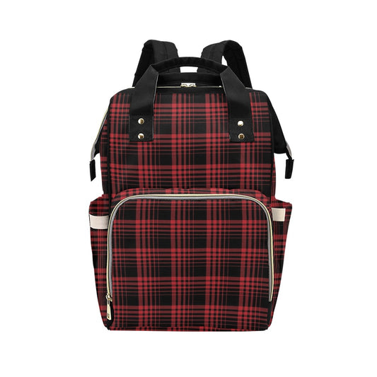 Tartan Red Black Print Design LKS303 Diaper Bag Backpack
