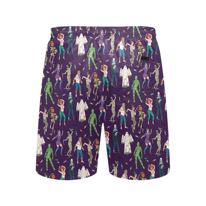 Creepy Zombie Print Design LKS302 Men's Swim Trunks Beach Shorts