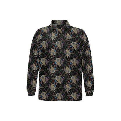 Buffalo Head Print Design LKS401 Long Sleeve Polo Shirt For Men's