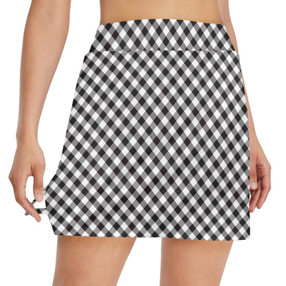 Gingham Print Design LKS402 17" Golf & Pickleball Skort with Pockets