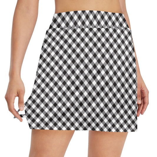 Gingham Print Design LKS402 17" Golf & Pickleball Skort with Pockets