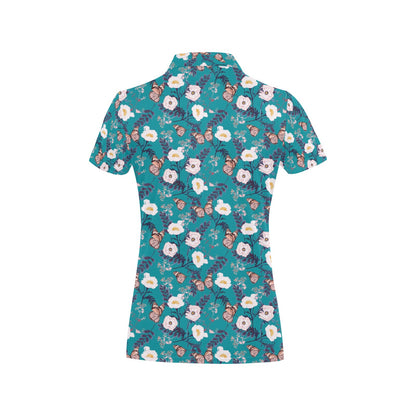 Butterfly Pattern Print Design 012 Women's Polo Shirt