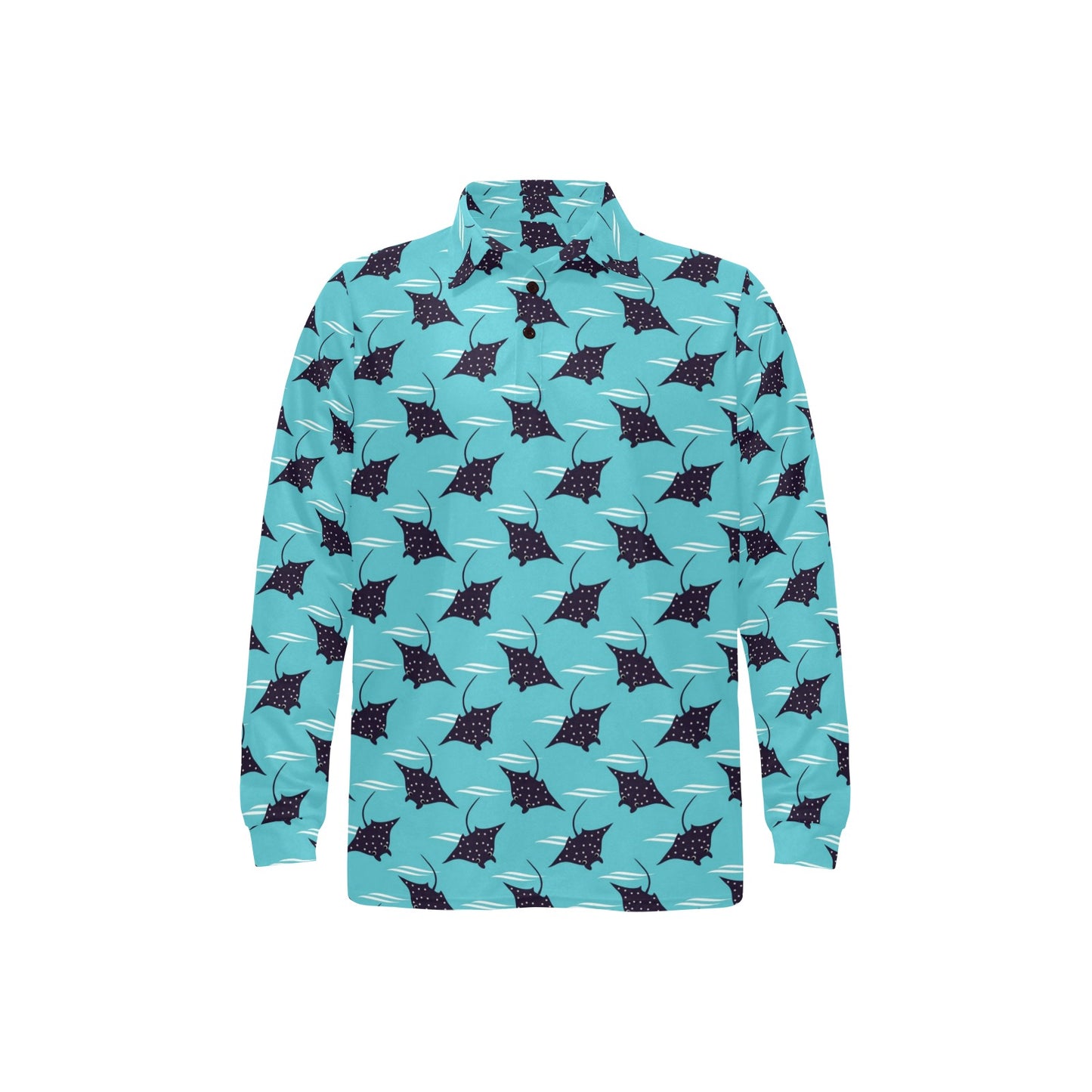 Manta Ray Print Design LKS403 Long Sleeve Polo Shirt For Men's