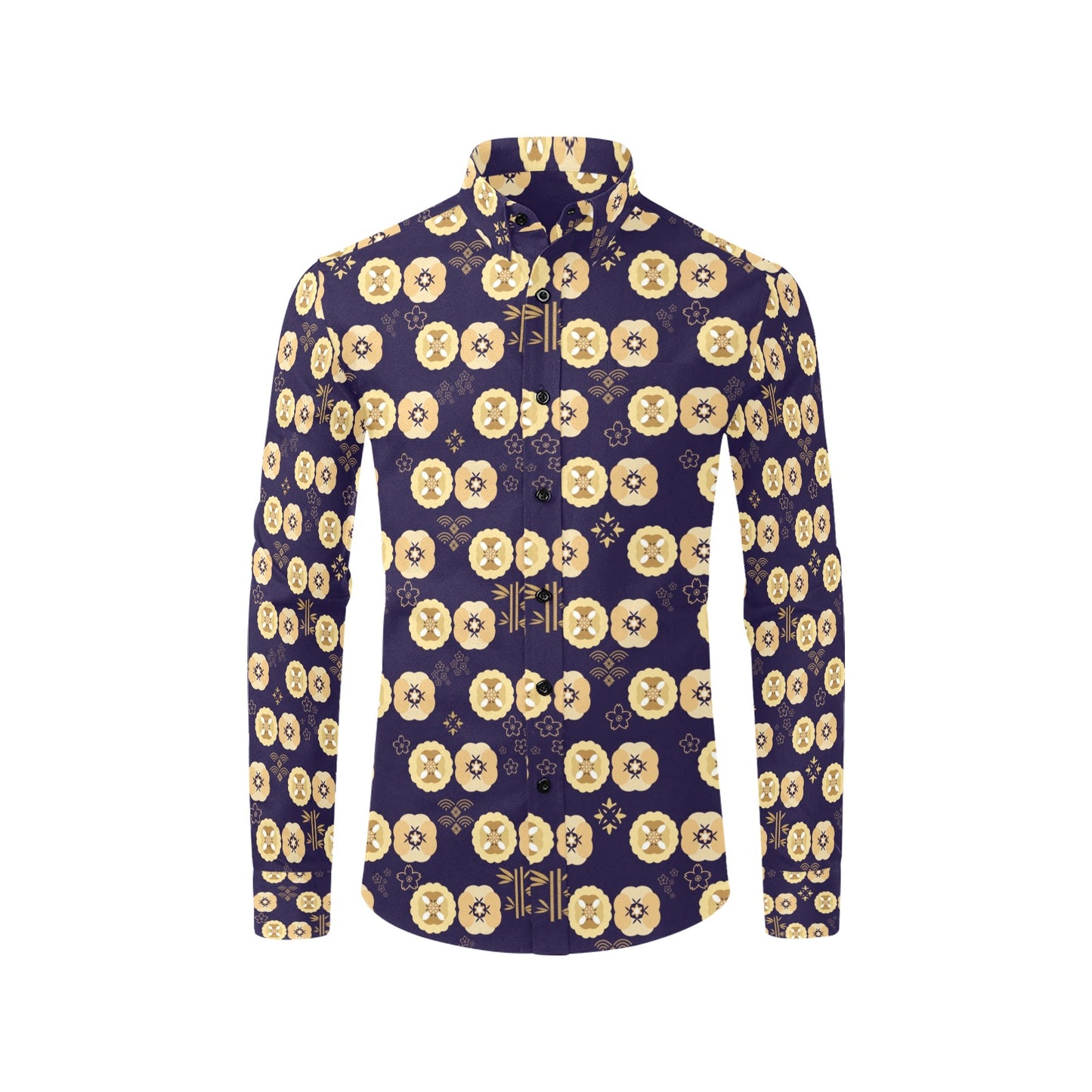 Sakura Print Design LKS303 Men's Long Sleeve Dress Shirt