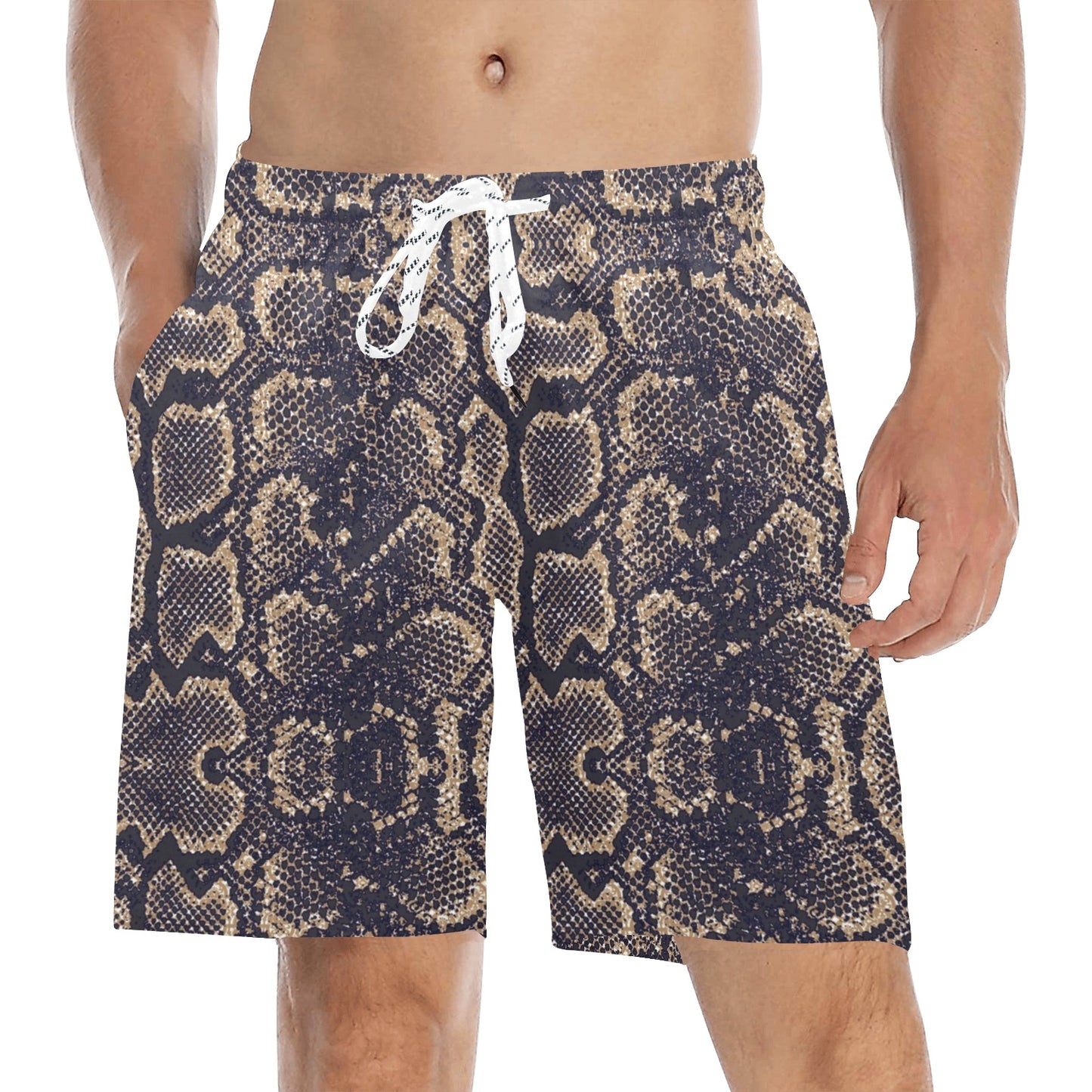 Snake Skin Pattern Print Men's Swim Trunks Beach Shorts