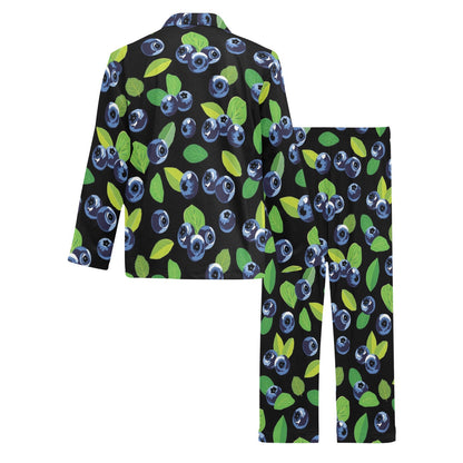Blueberry Pattern Print Design BB03 Men's Long Pajama Set