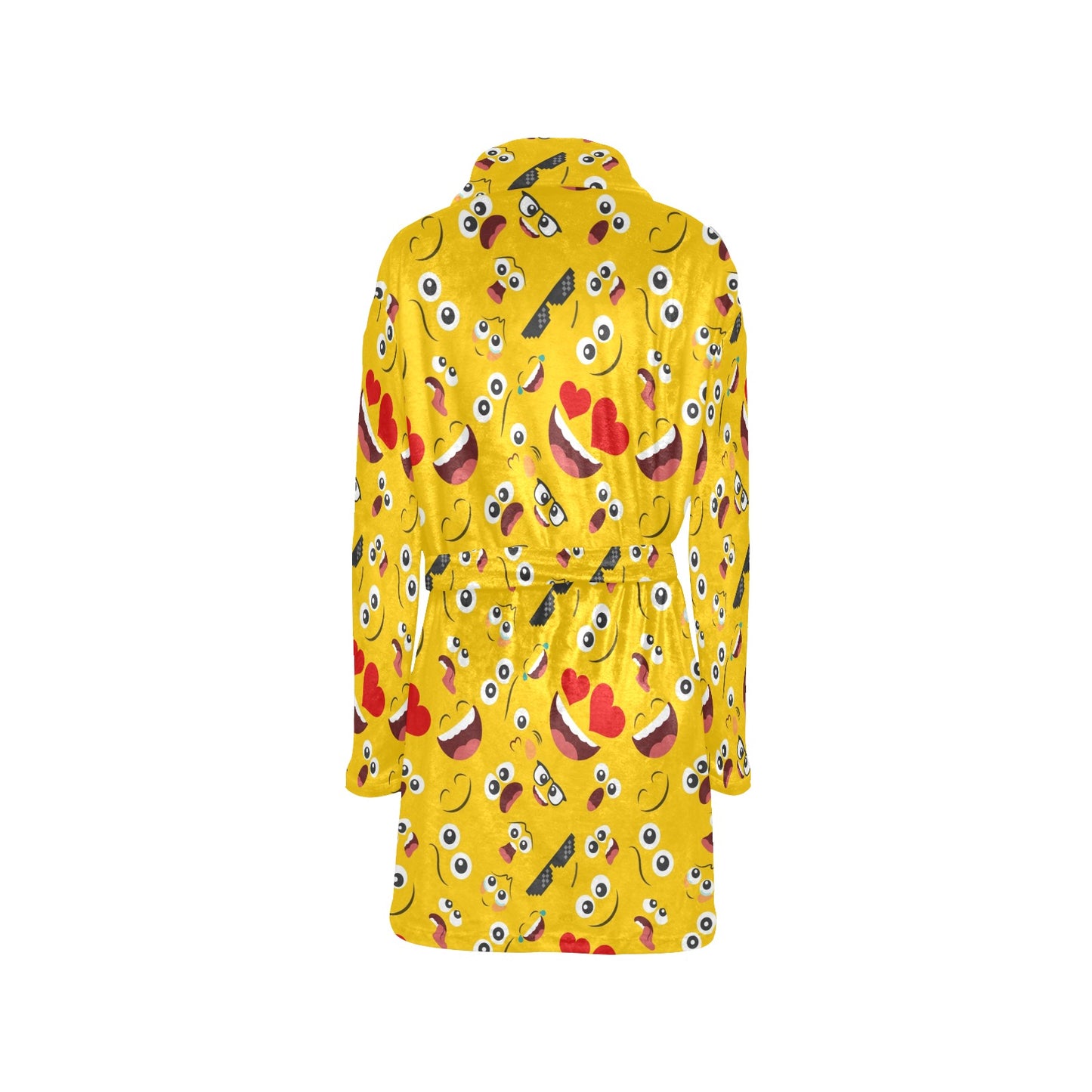 Emoji Face Print Pattern Women's Fleece Robe