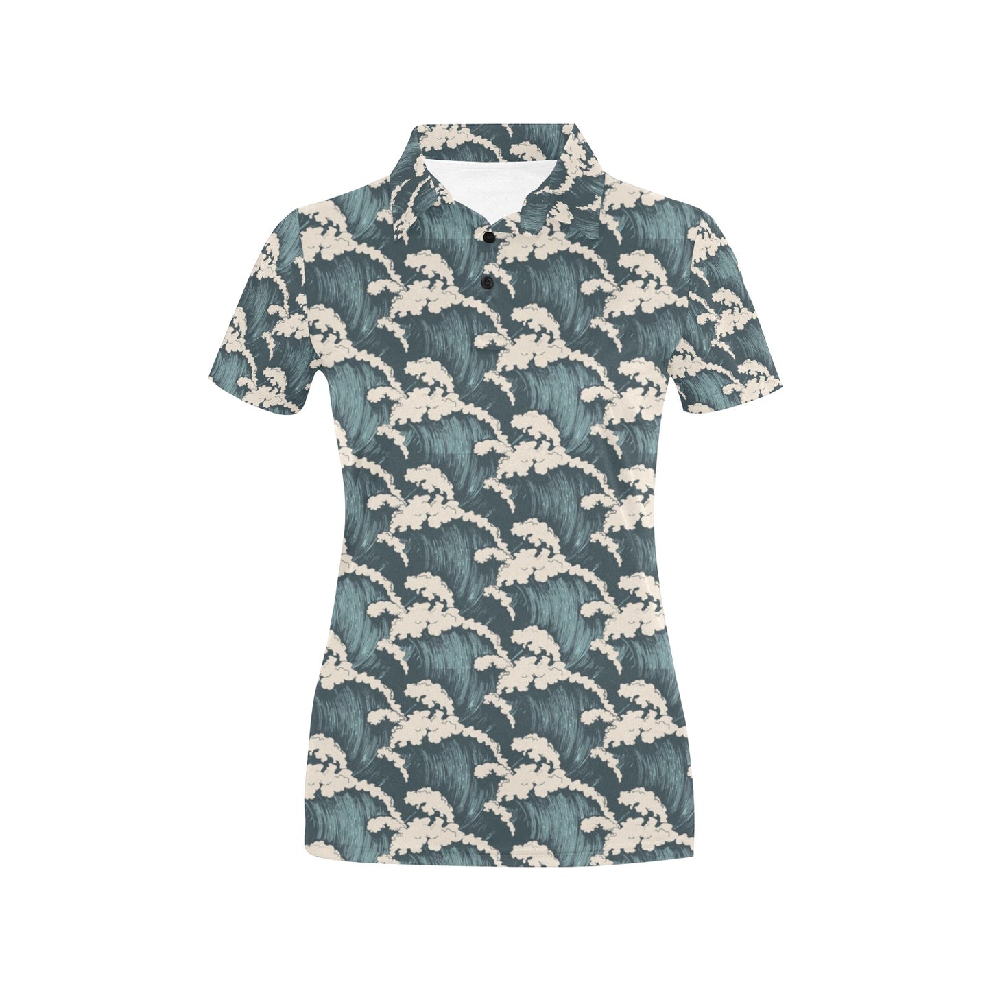 Wave Art Print Women's Polo Shirt