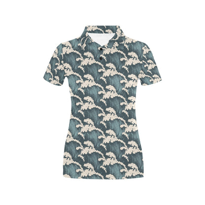 Wave Art Print Women's Polo Shirt