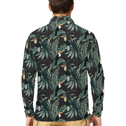 Rainforest Pattern Print Design RF06 Long Sleeve Polo Shirt For Men's