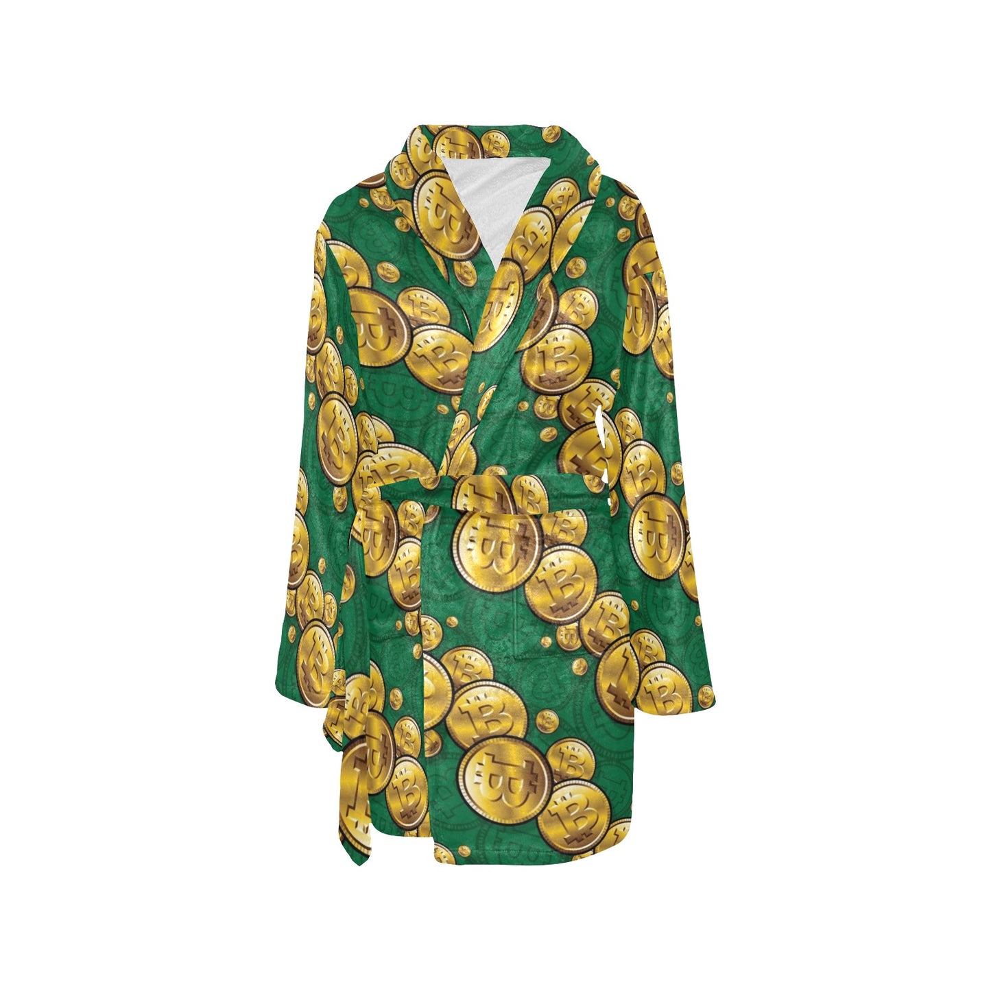 Bitcoin Pattern Print Design DO02 Women's Fleece Robe