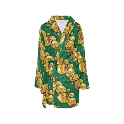 Bitcoin Pattern Print Design DO02 Women's Fleece Robe