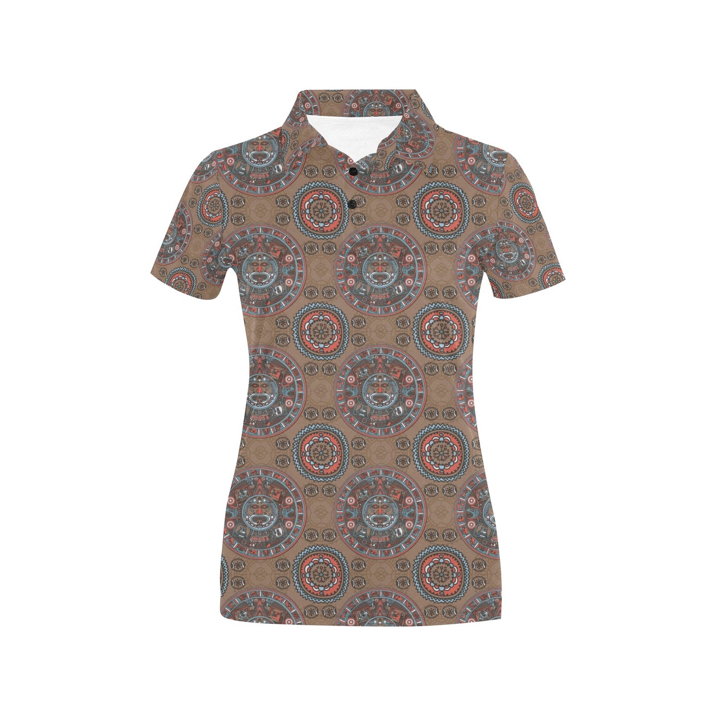 Calendar Aztec Design Print Pattern Women's Polo Shirt