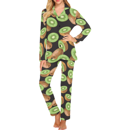 Kiwi Pattern Print Design KW03 Women's Long Pajama Set
