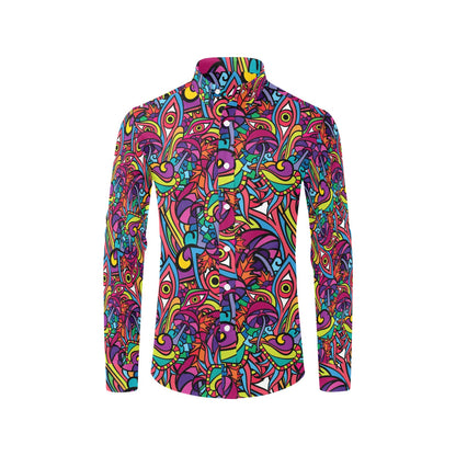 Trippy Print Design LKS302 Men's Long Sleeve Dress Shirt