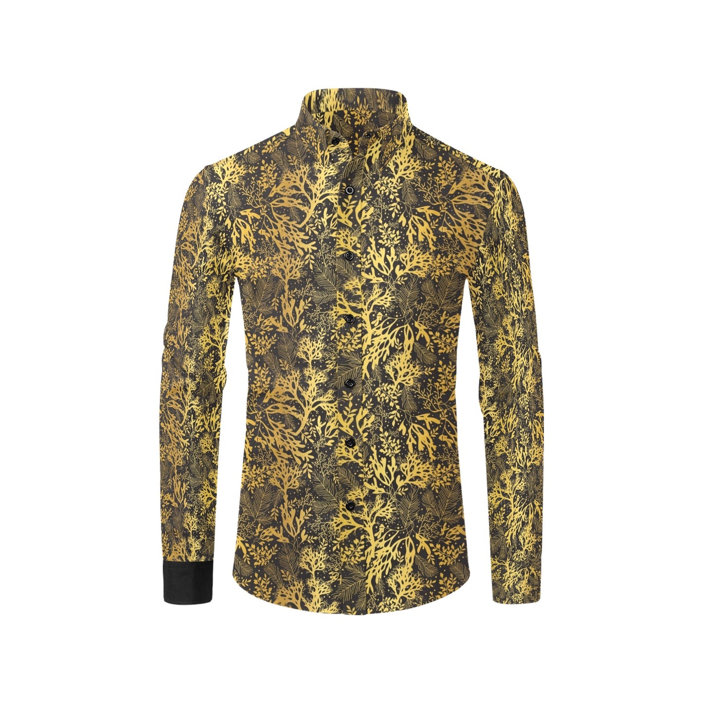 Seaweed Print Design LKS303 Men's Long Sleeve Dress Shirt