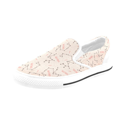 Sagittarius Star Print Design LKS302 White Slip Ons Canvas Women's Shoes