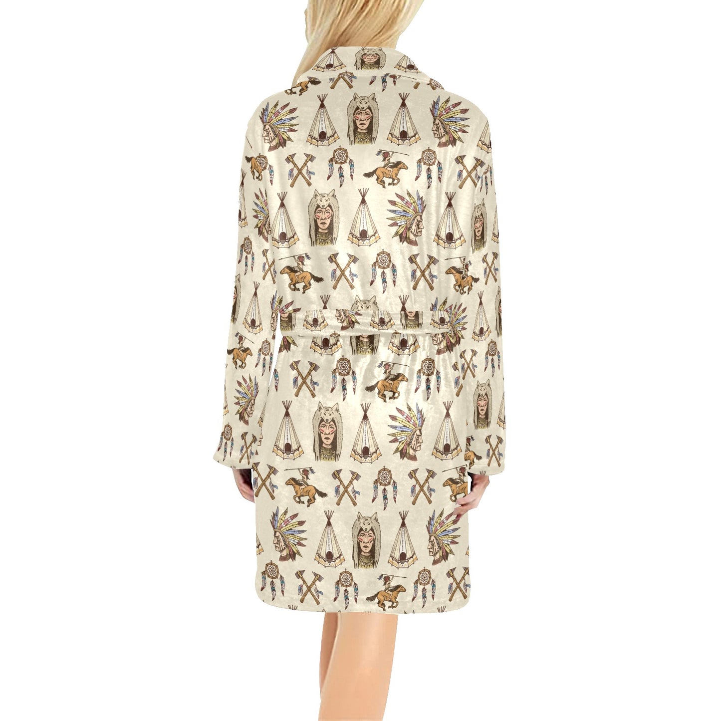 Native Indian Pattern Design Print Women's Fleece Robe
