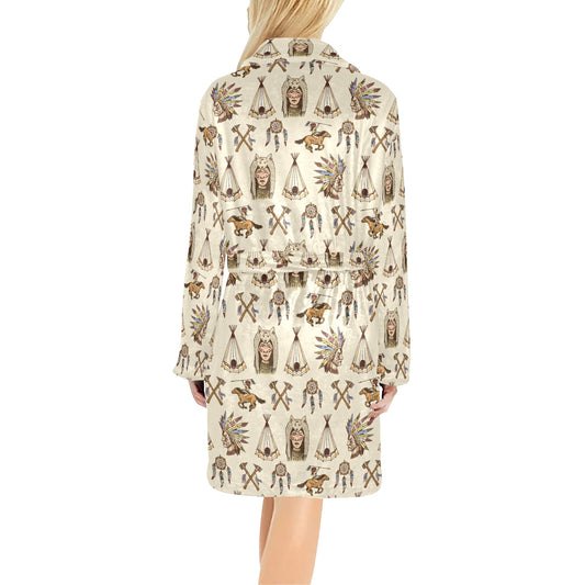 Native Indian Pattern Design Print Women's Fleece Robe