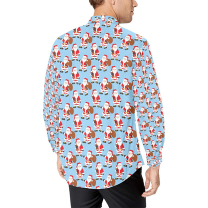 Santa Christmas Themed Print Design LKS305 Men's Long Sleeve Dress Shirt