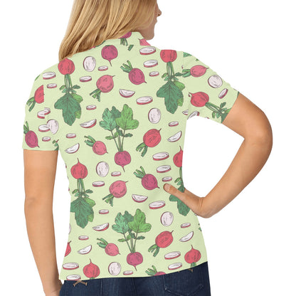 Radish Pattern Print Design A04 Women's Polo Shirt
