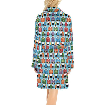 Nutcracker Pattern Print Design A02 Women's Fleece Robe