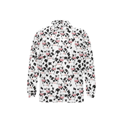 Cow Pattern Print Design 02 Long Sleeve Polo Shirt For Men's