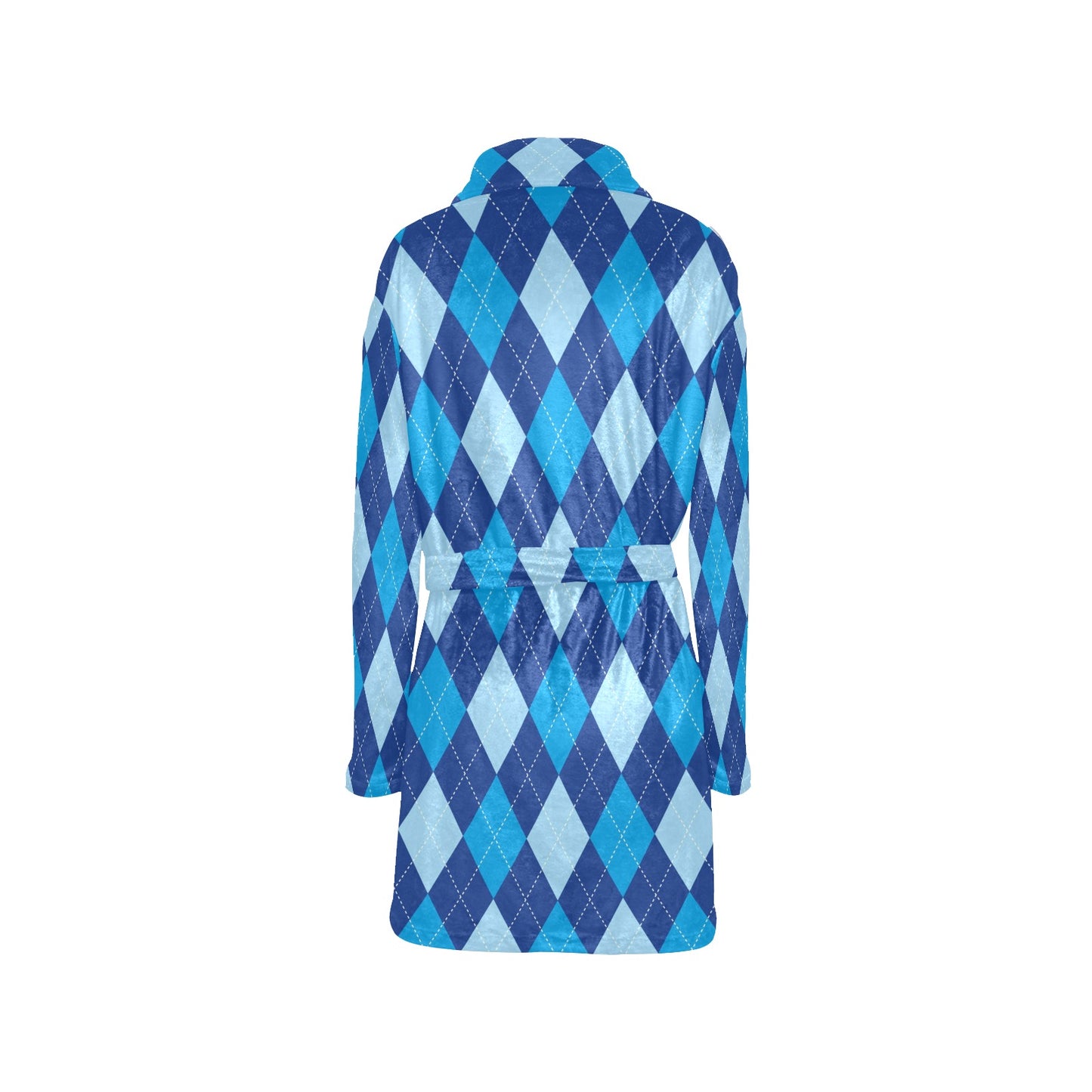 Argyle Blue Pattern Print Design 02 Women's Fleece Robe