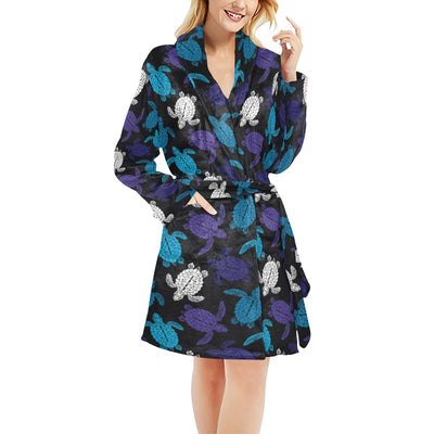 Sea Turtle Print Design LKS306 Women's Fleece Robe