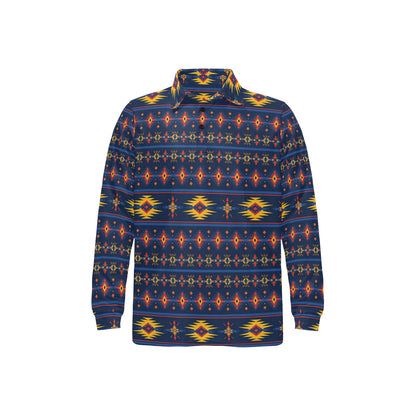 Southwest Pattern Print Design LKS306 Long Sleeve Polo Shirt For Men's