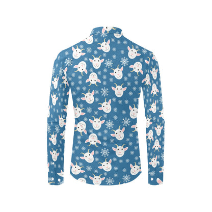 Goat Print Design LKS402 Men's Long Sleeve Dress Shirt