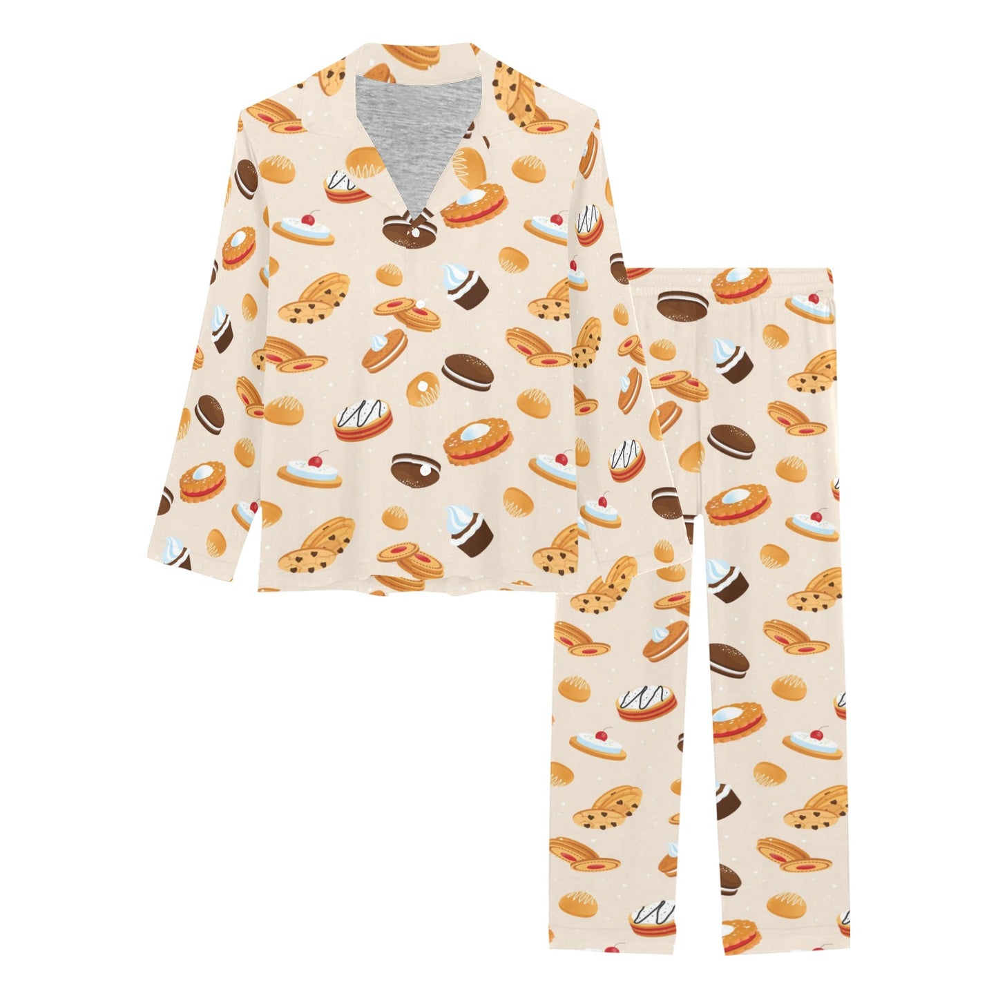 Biscuit Pattern Print Design 01 Women's Long Pajama Set