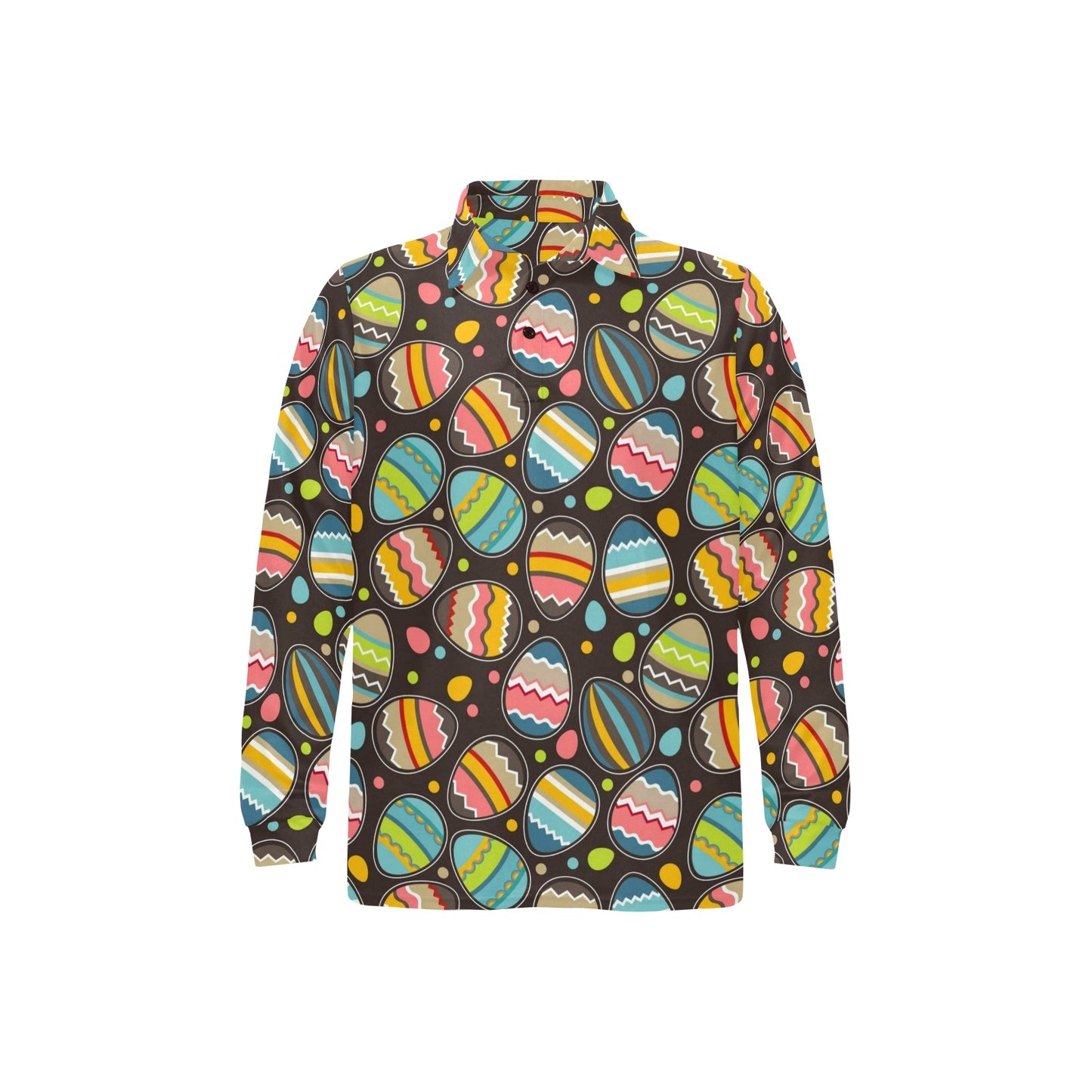 Easter Eggs Pattern Print Design RB03 Long Sleeve Polo Shirt For Men's