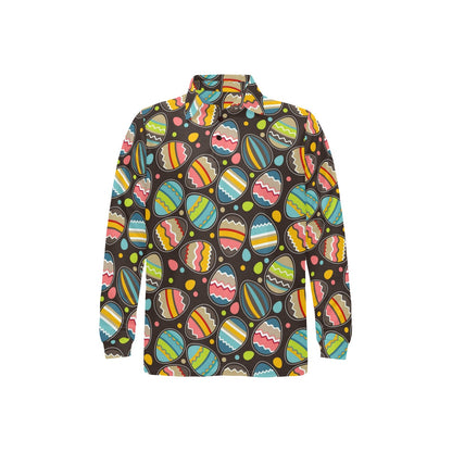 Easter Eggs Pattern Print Design RB03 Long Sleeve Polo Shirt For Men's