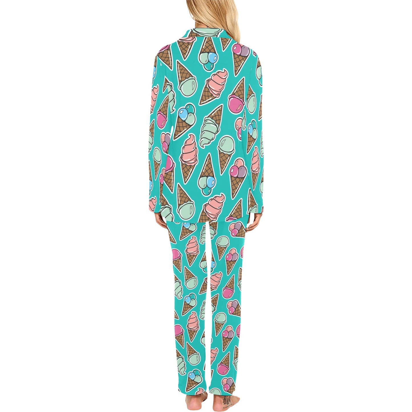 Ice Cream Pattern Print Design IC01 Women's Long Pajama Set