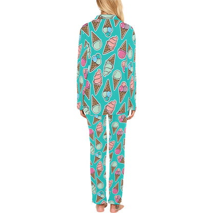 Ice Cream Pattern Print Design IC01 Women's Long Pajama Set