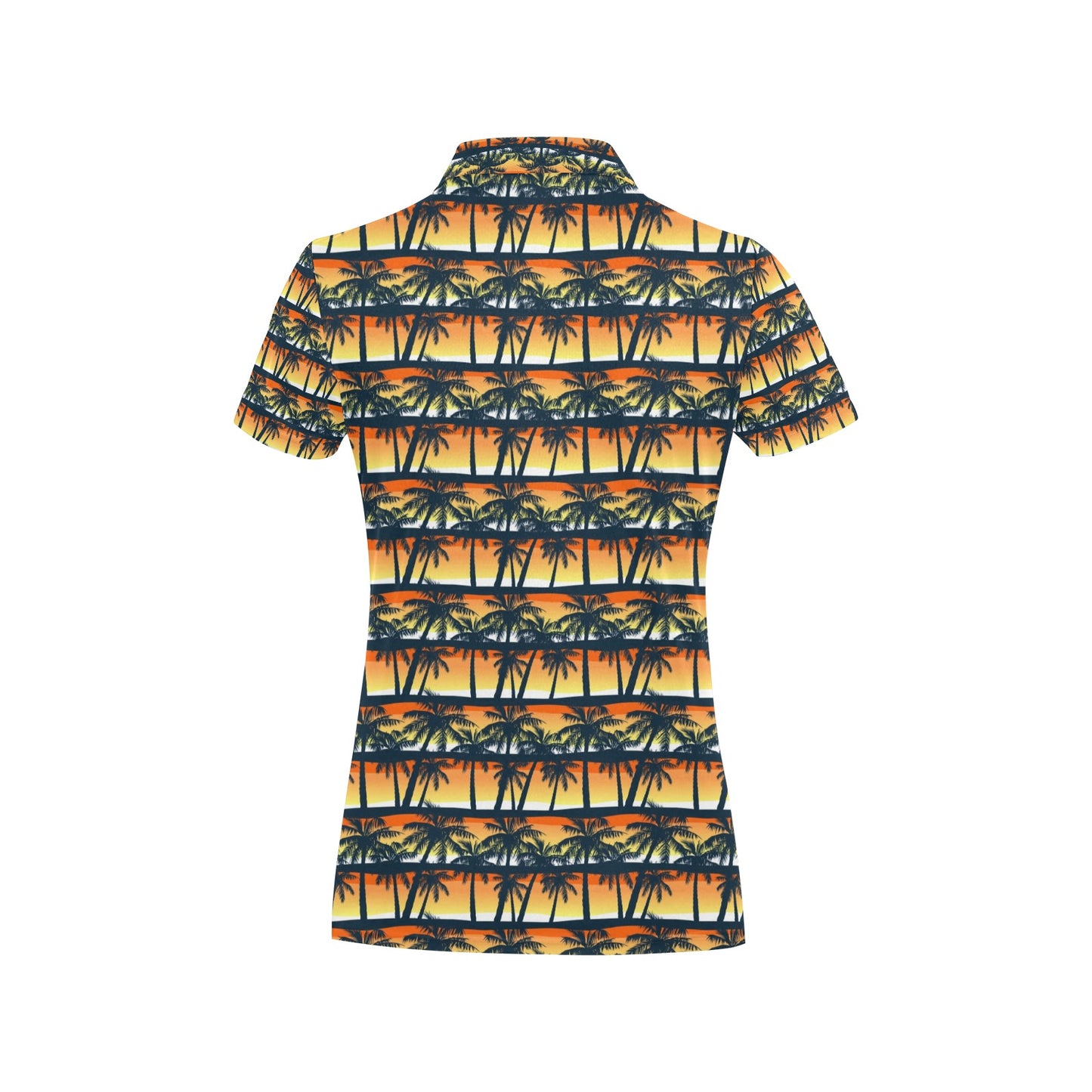 Palm Tree Sunset Design Print Women's Polo Shirt