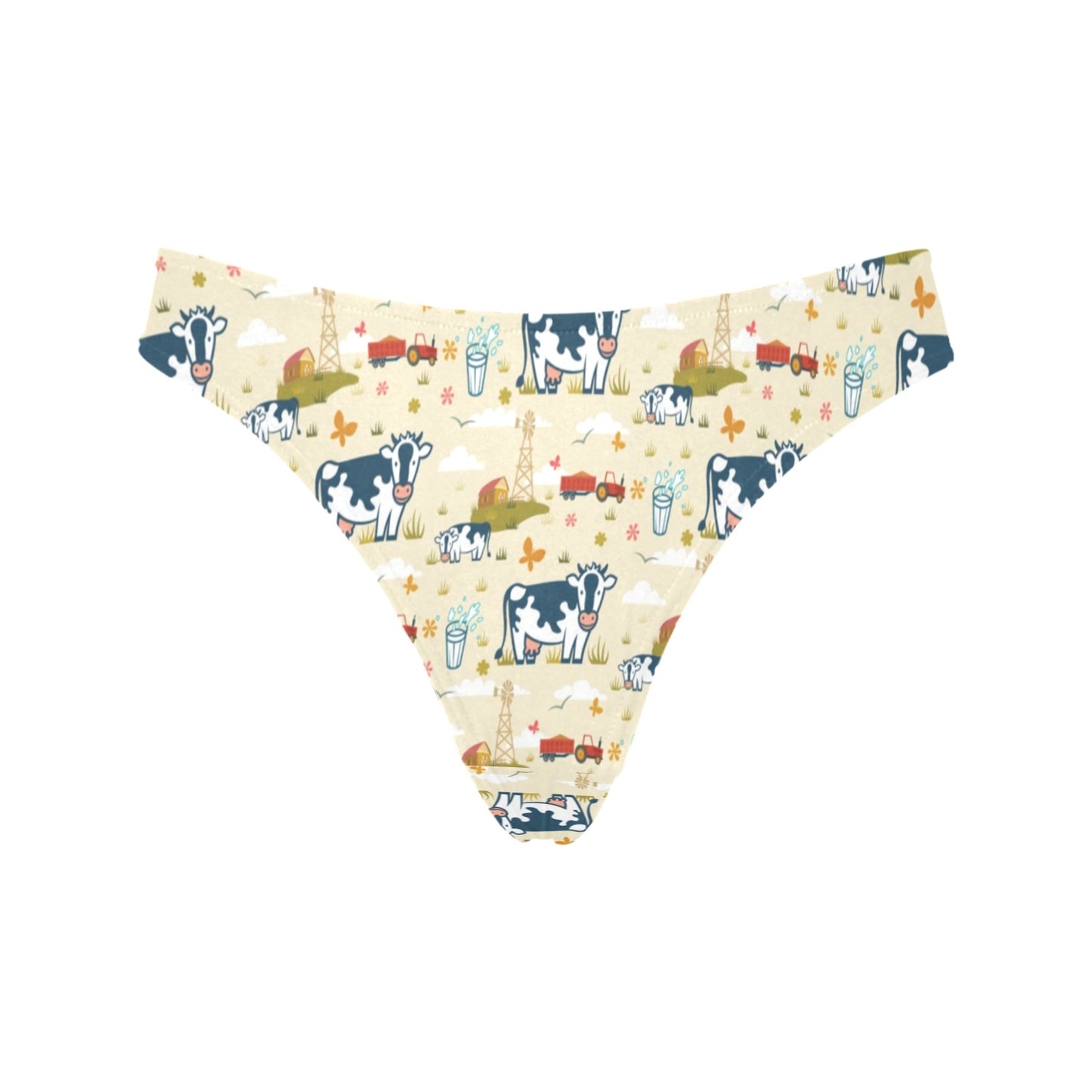Cow Farm Design Print Women's Thongs
