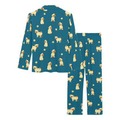 Pug Pattern Print Design A06 Women's Long Pajama Set