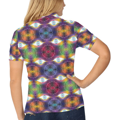 Chakra Eye Print Pattern Women's Polo Shirt