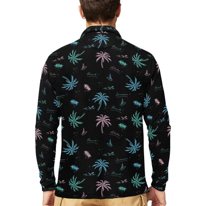 Aloha Hawaii Pattern Print Design 03 Long Sleeve Polo Shirt For Men's